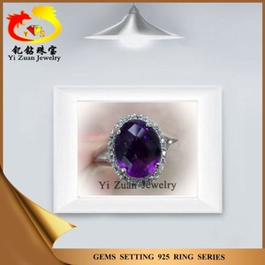Alta calidad de brasil <span class=keywords><strong>cristal</strong></span> Natural 925 de plata amatista en bruto anillo - Product Image 1