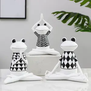 Hot sale custom funny resin yoga frog figurine statue frog crafts home decoration