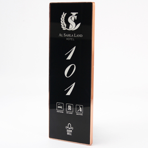 <strong>Rectangle</strong> Hotel Touch Doorbell Led Light House <strong>Number</strong> Door <strong>Plate</strong> with Rose Gold Frame - Product Image 3