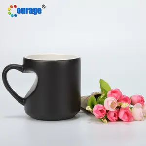 Matte heart shape color changing mugs magic mug cup sublimation wholesale