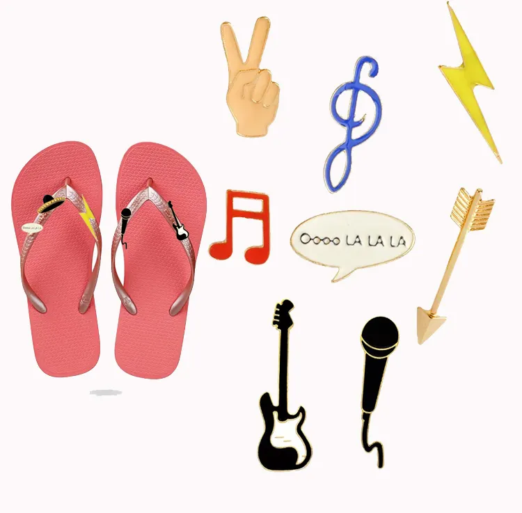 EW Music note-chanclas con abalorios, instrumentos musicales, accesorios para zapatos