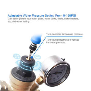 Covna Verstelbare Brass Water Drukreduceerklep En 40Mm 250 / 300 / 400 Bar Vloeistof Gevulde Manometer - Product Image 5