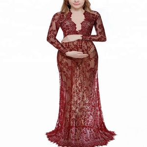 <span class=keywords><strong>Vestido</strong></span> de Maternidad para Fotografía, Sexy, Transparente, con Escote Profundo en V, Encaje, Elegante, para Sesiones Fotográficas de Verano, Vestidos para Embarazadas - Product Image 3