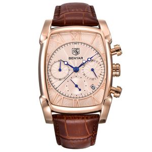 Relojes BENYAR para Hombre, Reloj de Pulsera de Cuarzo con Correa de Cuero, Reloj Deportivo Impermeable, Reloj Casual para Hombre, Reloj Hombre - Product Image 2