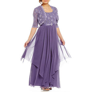 Indumentaria para mujer, vestido de noche con lentejuelas, encaje y gasa, Chaqueta abierta y vestido, bolero de encaje festoneado con lentejuelas, mangas <span class=keywords><strong>3</strong></span>/4, conjuntos de dos piezas - Product Image 3