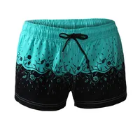 Pantalones cortos con estampado digital para mujer, shorts de baño con cinturón ancho, venta directa de fábrica, bajo precio