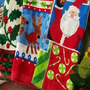 velour printed customized cheap Christmas cotton tea towels