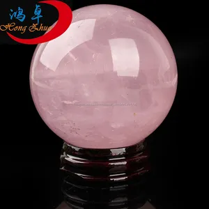 Proveedor china impecable natural aumentó de cuarzo bolas de cristal bolas de cristal fengshui esferas de roca rosa cristales ro