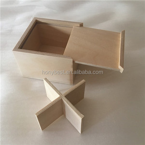 Pequeña <span class=keywords><strong>caja</strong></span> de regalo cuadrada de madera contrachapada de abedul sin terminar al por mayor, organizador de pastillas, tapa deslizante, <span class=keywords><strong>caja</strong></span> de té de madera con compartimentos extraíbles - Product Image 3