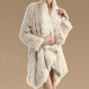 Top grade <span class=keywords><strong>Beige</strong></span> maglia della pelliccia del coniglio cappotto/out wear/abbigliamento/soprabito - Product Image 2