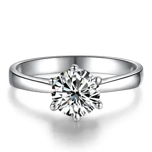 Pernikahan Yang Indah 925 Sterling Silver 1 2 Carat Berlian Cincin Kelas Harga Desain Emas Putih Cincin Pertunangan Perhiasan Wanita