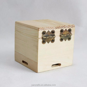 Regalo de bodas caja de almacenamiento de madera de pino sin terminar anillo jewely caja de presentación del embalaje - Product Image 5