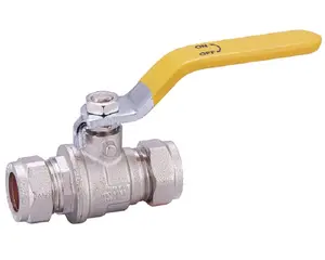 DN20 yellow handle brass compression ball valve