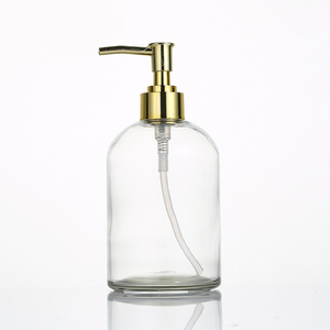 Dispenser di <span class=keywords><strong>Sapone</strong></span> Liquido in <span class=keywords><strong>Vetro</strong></span> Trasparente Ecologico da 15oz con Pompa in Plastica Dorata Ricaricabile per Uso in Hotel e Bagno - Product Image 2