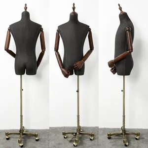 XINJI नई डिजाइन कपड़े कवर पुरुषों पुतला मॉडल पुरुष पुतला आधा शरीर धड़ पुतलों चरखी आधार के साथ पहियों