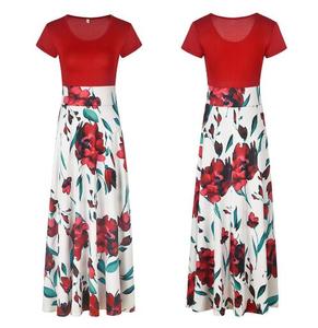 เดรสยาวทรงสวิงพิมพ์ลายดอกไม้ แขนสั้น คอทรงโอ สำหรับผู้หญิงใส่ในฤดูร้อน สไตล์ลำลอง - Product Image 3