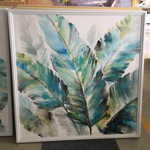 <span class=keywords><strong>Quadri</strong></span> Decorativi per Hotel, Dipinti su Tela con Foglie Blu Moderne per Sale d'Attesa e Camere, Decorazione Murale per <span class=keywords><strong>Soggiorno</strong></span> - Product Image 6