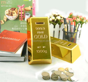 Usine directe décor à la maison forme rectangulaire barre d'or boîte à monnaie couleur or tirelire en plastique - Product Image 2