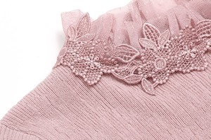 Latest Spring Fashion Round Neck Flare Sleeve Knitted Pullover <strong>for</strong> <strong>Women</strong> Casual <strong>Sexy</strong> <strong>Jumper</strong> with Lace Appliques and Front Logo - Product Image 3