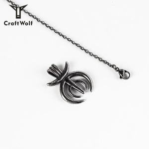 <span class=keywords><strong>Collana</strong></span> <span class=keywords><strong>con</strong></span> <span class=keywords><strong>Ciondolo</strong></span> in Corno di Bue in Acciaio Inossidabile Stile Retrò Europeo e Americano Craft Wolf per Anello <span class=keywords><strong>con</strong></span> Logo Personalizzabile - Product Image 4