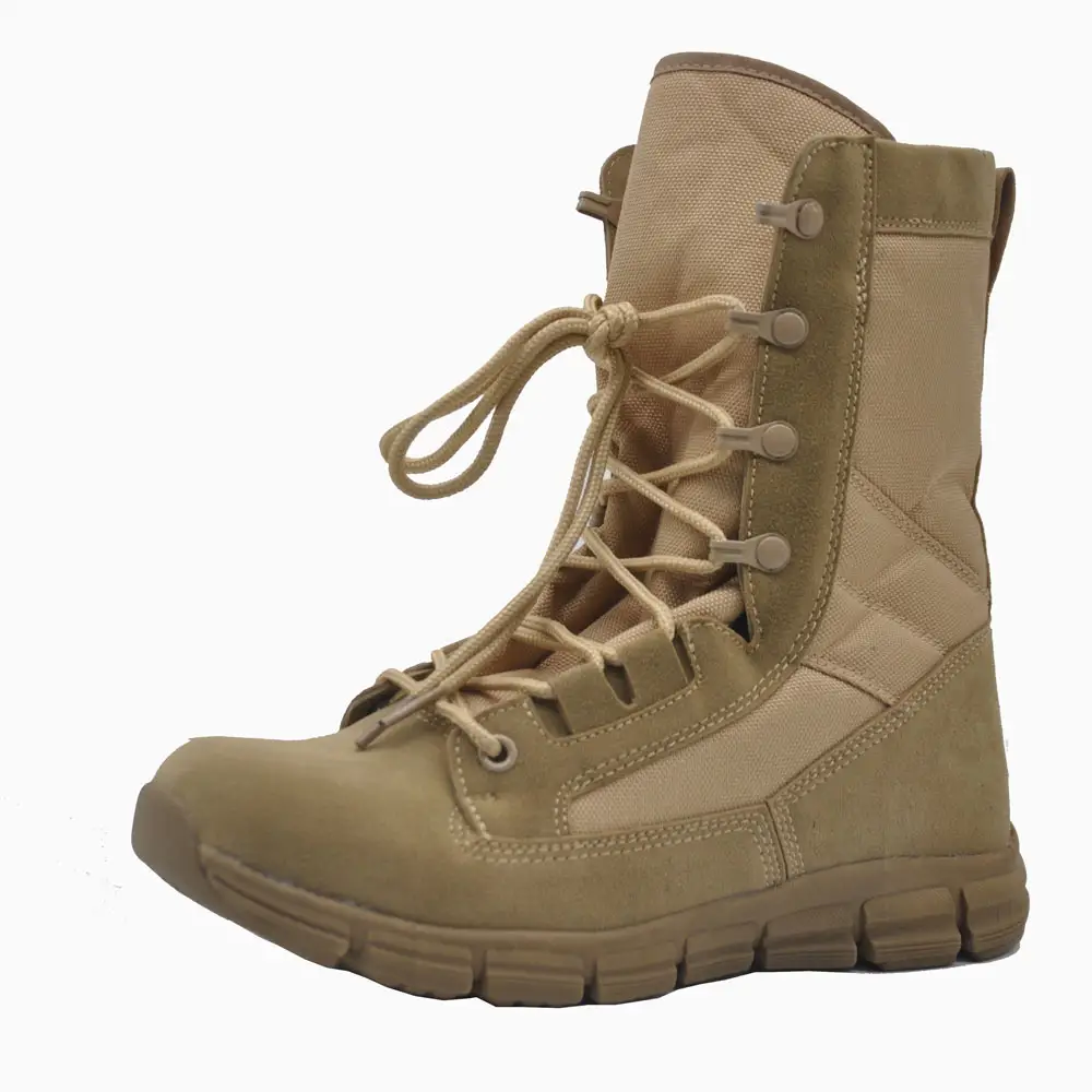 9 Zoll Höhe Schuhe Tactical Suede Leder Wüsten stiefel Beige mit seitlichem Reiß verschluss