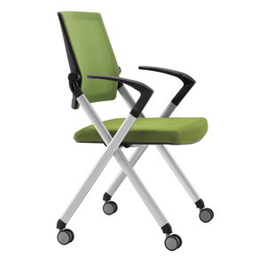 Silla ejecutiva de oficina moderna Reposacabezas ajustable de tela y metal Apilable y plegable PP Silla de conferencia para visitantes de entrenamiento