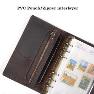 Portafoglio da viaggio in vera pelle con cerniera fatto a mano con cerniera tascabile ricaricabile a 6 fori 2022 ultimo regalo Vintage multifunzione - Product Image 6