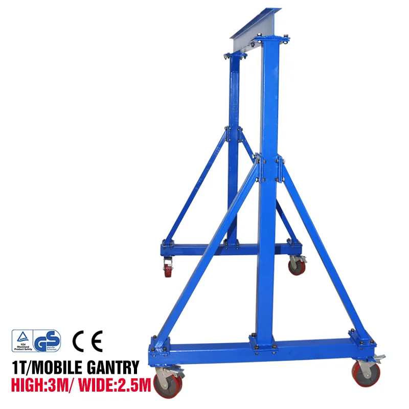 China Fabrikant 1 Ton Mini Mobiele Lifting Kleine Kraan Gantry 1 T Draagbare Een Frame Gantry Gantry Kranen 1 T h3 Meter W2.5M