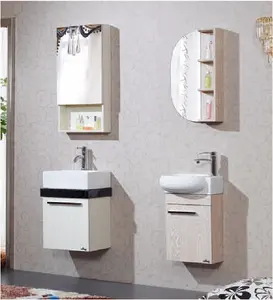 معلقة صغيرة الزاوية خزانة حمام شقة صغيرة الحمام الغرور مع خزانة بمرآة