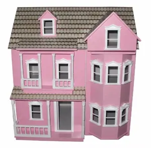 เฟอร์นิเจอร์ไม้สีชมพู1 12บ้านตุ๊กตาจิ๋วชุดของเล่นเด็กบ้านฝันไม้