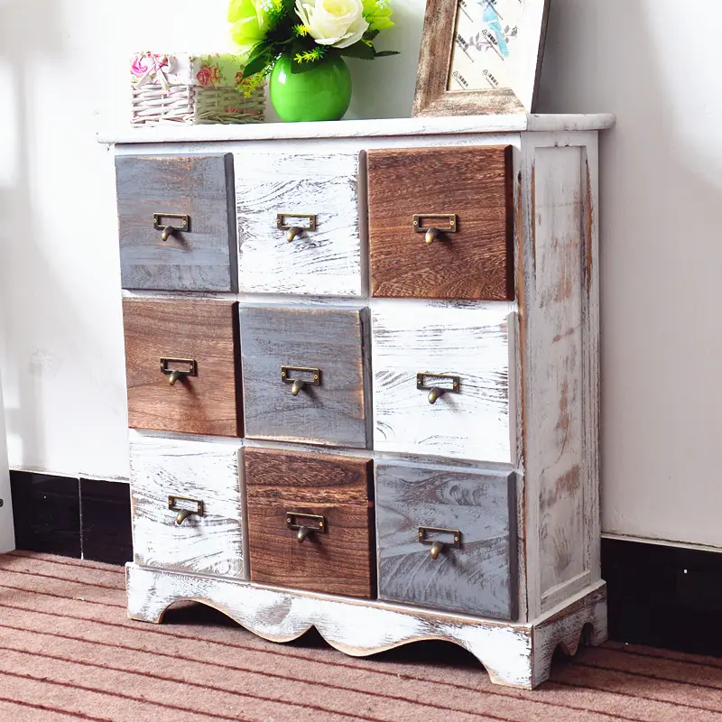 Mueble rústico para decoración del hogar, mueble de cocina de madera antigua de peso ligero