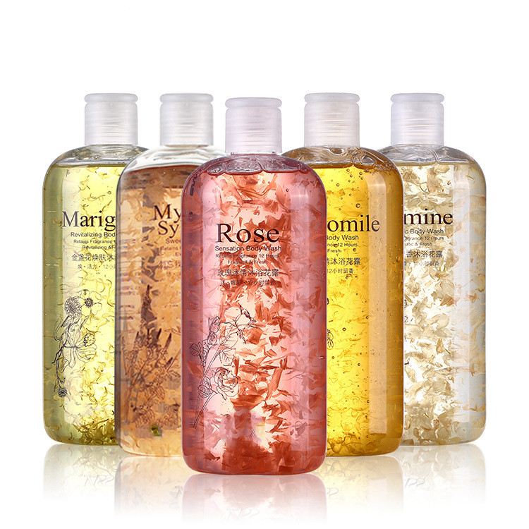 Оптовая продажа 500 мл в виде цветочных лепестков гель для душа и отбеливания кожи натуральный гель для душа Натуральный гель для душа