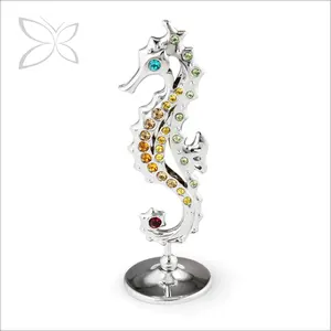 Crystocraft Wholesale Chrome Plated Seahorse Decorated with Brilliant Cut Crystals Home Decor