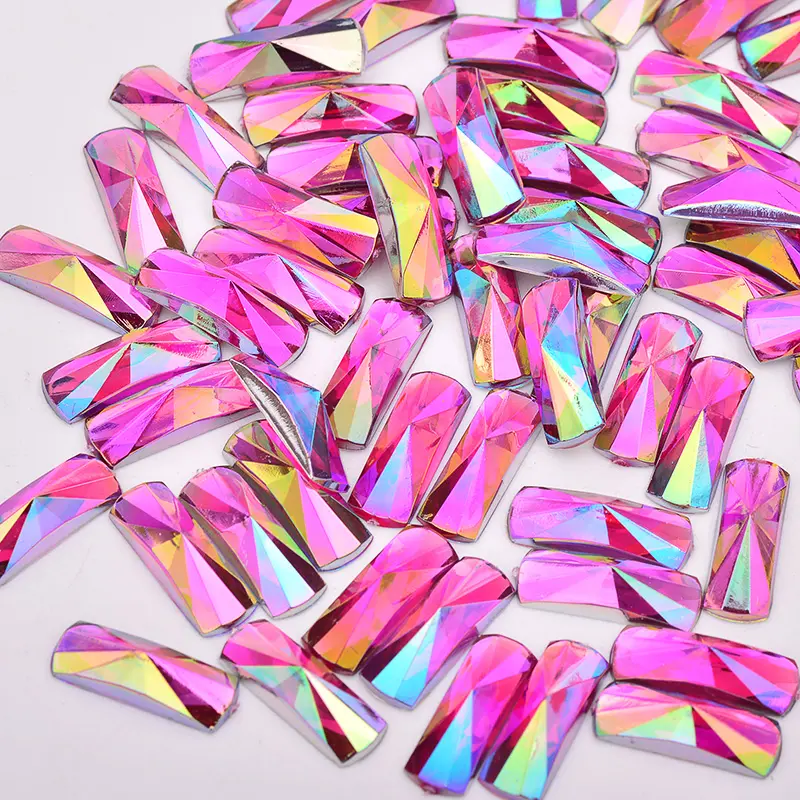 6*16mm Rose AB Kristall Strass Flatback Acryl Edelsteine Rechteck Kristalls teine Nicht nähen Strass Scrap book Perlen für DIY