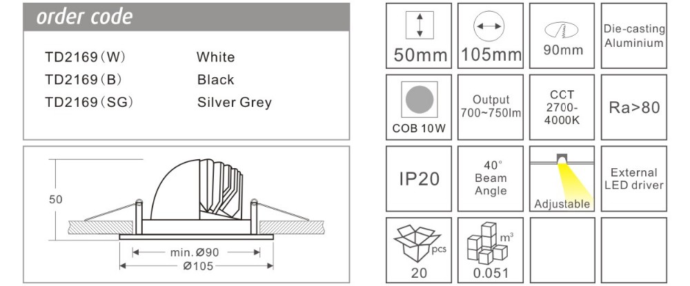 11w Dimmable Smart Wifi LED Downlights , Adjustable Recessed Spotlight