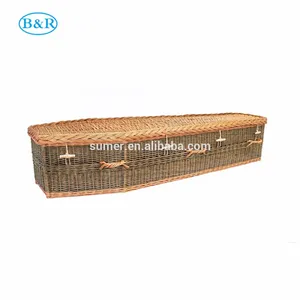 Cheap funeral supplies antique adult environmental wicker willow coffin casket