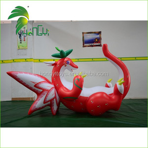 Jouet de dessin animé en plastique, personnages de dessins animés, grandes couches, Dragon d'air gonflable, ailes à fraise, rouge - Product Image 5