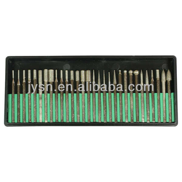 HARFINGTON 30-Pack Diamond Grinding Burrs – 0.6mm Pointed Head, 1/8" Shank For Rotary Tools (Carving, Sharpening, Polishing)