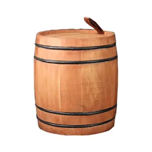 Small Round Gift Drum Box Decorative Wooden Coffee Barrel For Tea and coffee Storage and display