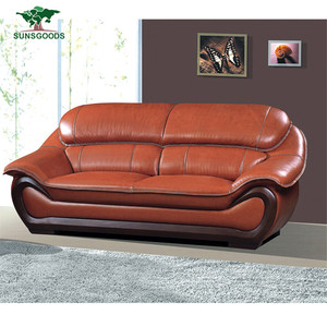 Đồ Nội Thất Phòng Khách Nhà Cung Cấp Trung Quốc Sofa Da Màu Cam Hiện Đại, Bộ Sofa Da Nguyên Bản