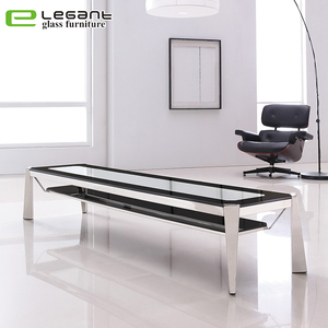 Contemporary Clear <strong>Glass</strong> <strong>TV</strong> <strong>Stand</strong> with High Gloss White Painting Drawers - Product Image 6