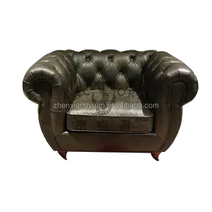 2023 vintage top grain wing chair chesterfield leisure armchair for living room set