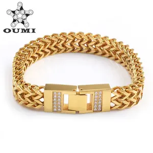 Oumi Luxe Armband Rvs 18K Vergulde Kettingen Cz Armband Voor Heren