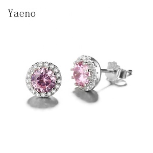 2025 New Arrival Elegant Fine Jewelry <strong>Earring</strong> 925 Silver <strong>Post</strong> Stud <strong>Earring</strong> With Amethyst Yellow Red Cz Stone for Women - Product Image 4