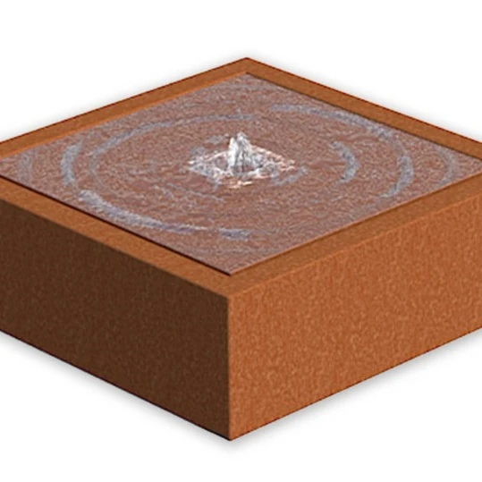 Custom corten steel square sculpture water fountains for garden