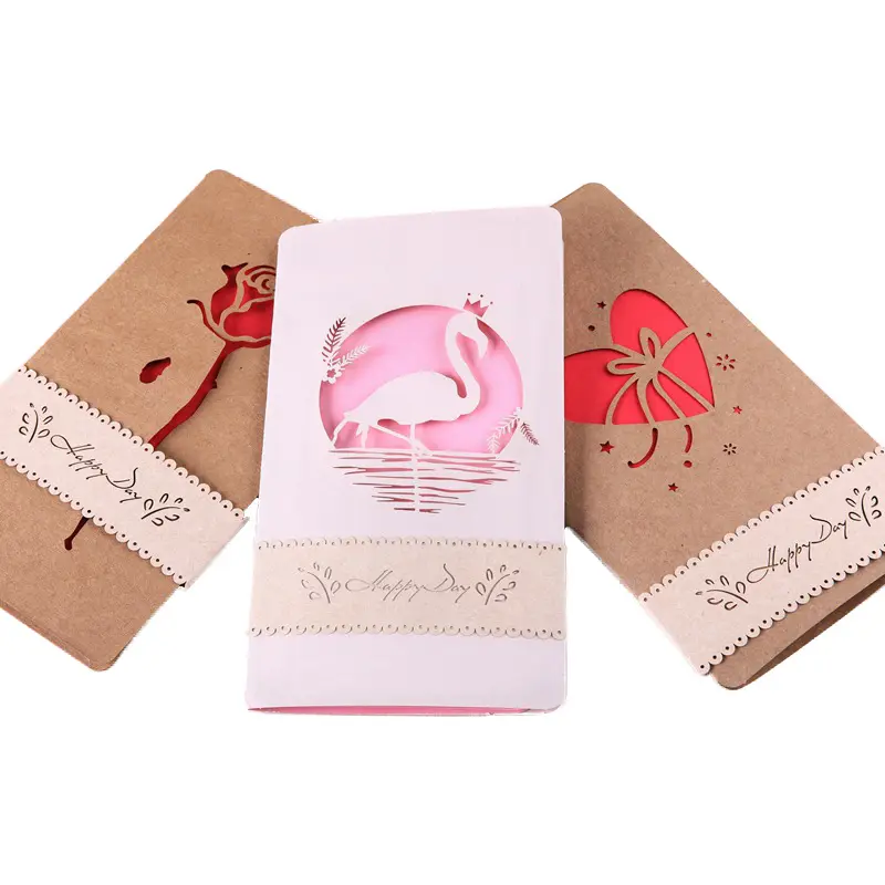 Chúc Mừng Sinh Nhật Quà Tặng Cổ Điển Bài Viết Thẻ Phong Bì Tự Làm Pop Up Giấy Origami Thiệp Chúc Mừng Thẻ Kawaii Handmade Valentine Ngày Laser Cắt