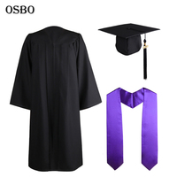Chapeau et robe de graduation unisexe noir de haute qualité et bon marché