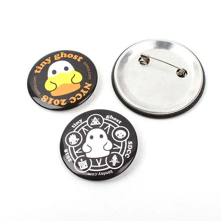 Badges personnalisés, 50 pièces, broches, Logo en métal, bouton de sécurité rond, Support en aluminium sans Nickel