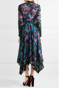 2017 Nuevo diseño de <span class=keywords><strong>manga</strong></span> larga vestidos maxi dobladillo asimétrico vestidos florales - Product Image 2