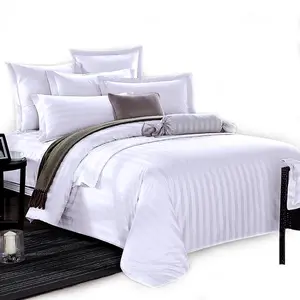 40S 100%cotton 1~3cm stripe bed linen hotel bedding sheet sets nantong hotel linen supplier